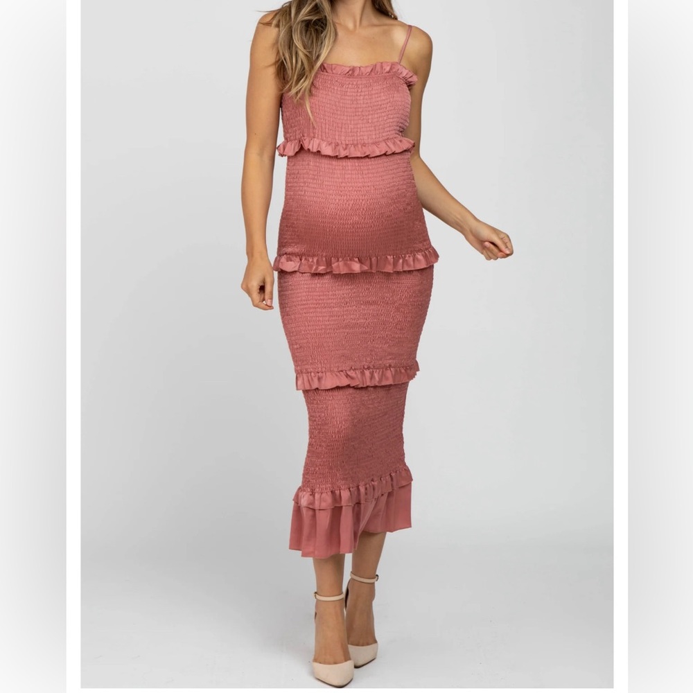 Pinkblush Ruffled Pink Maternity Dress - Picture 2 of 6